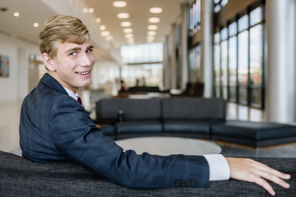 AJ's senior photo shoot at the Greenville County Square 