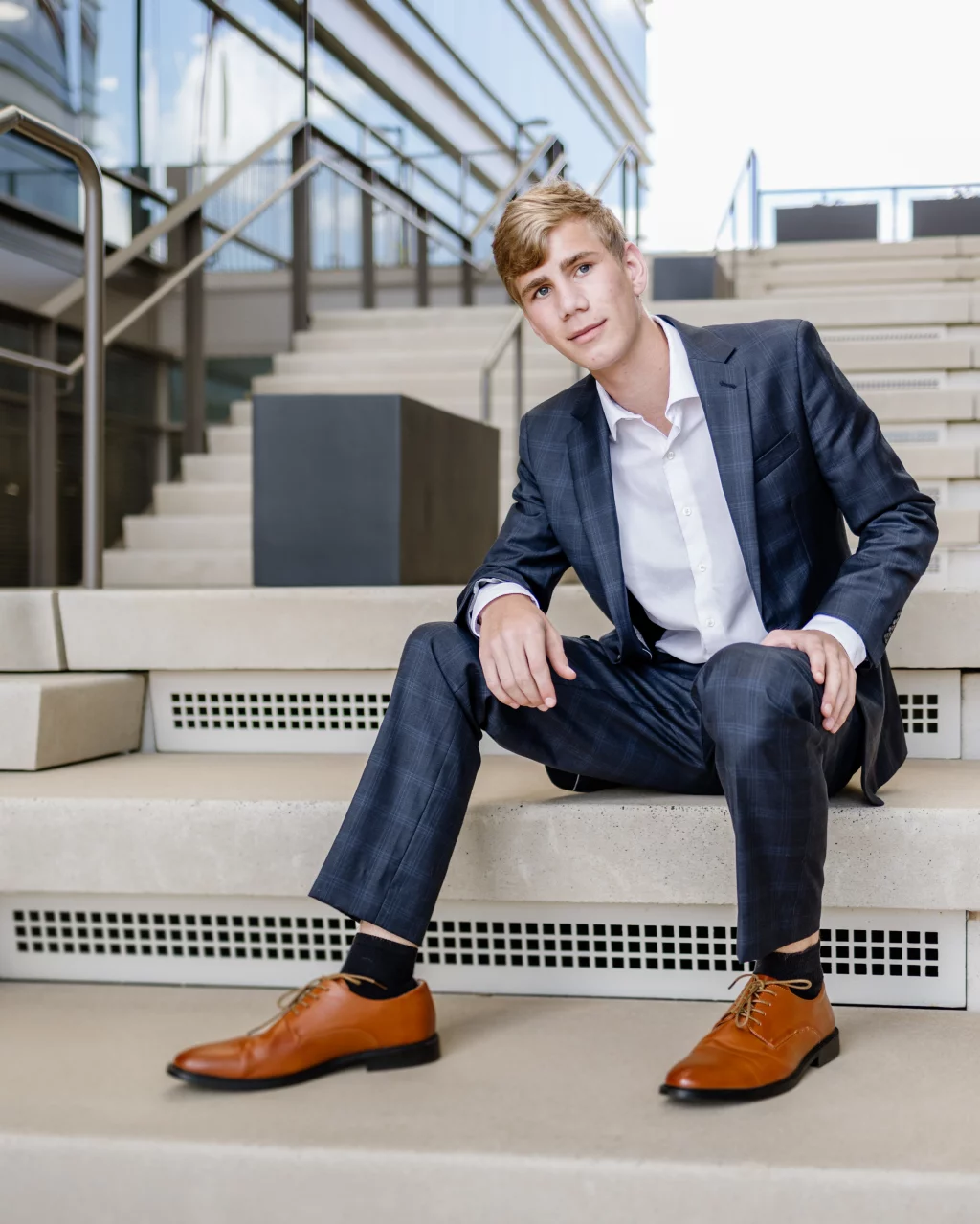 AJ's senior photo shoot at the Greenville County Square 