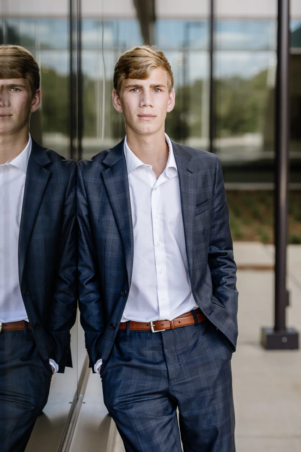 AJ's senior photo shoot at the Greenville County Square 