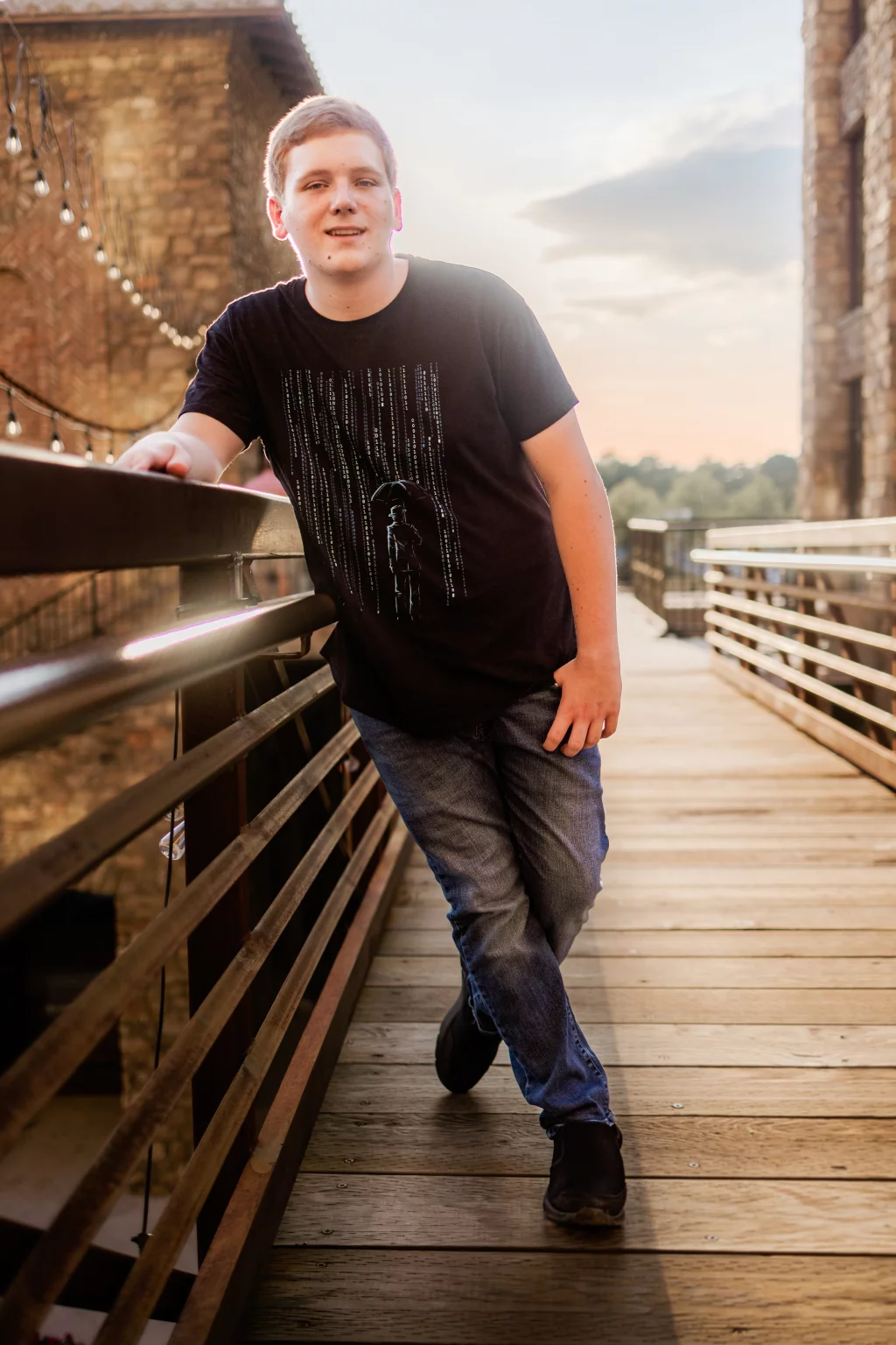 Wesley's senior photo taken at BridgeWay Station, Simpsonville, SC 
