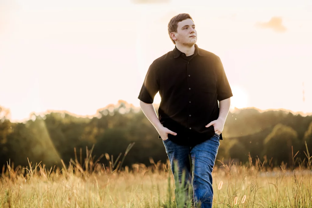 Wesley's senior photo taken at BridgeWay Station, Simpsonville, SC 