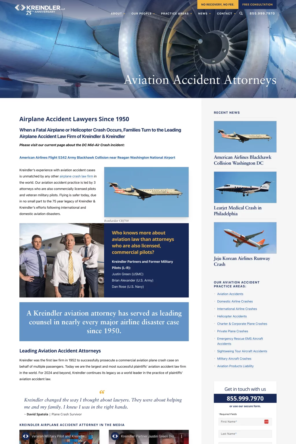 Aviation lawyer Kreindler marketing materials 