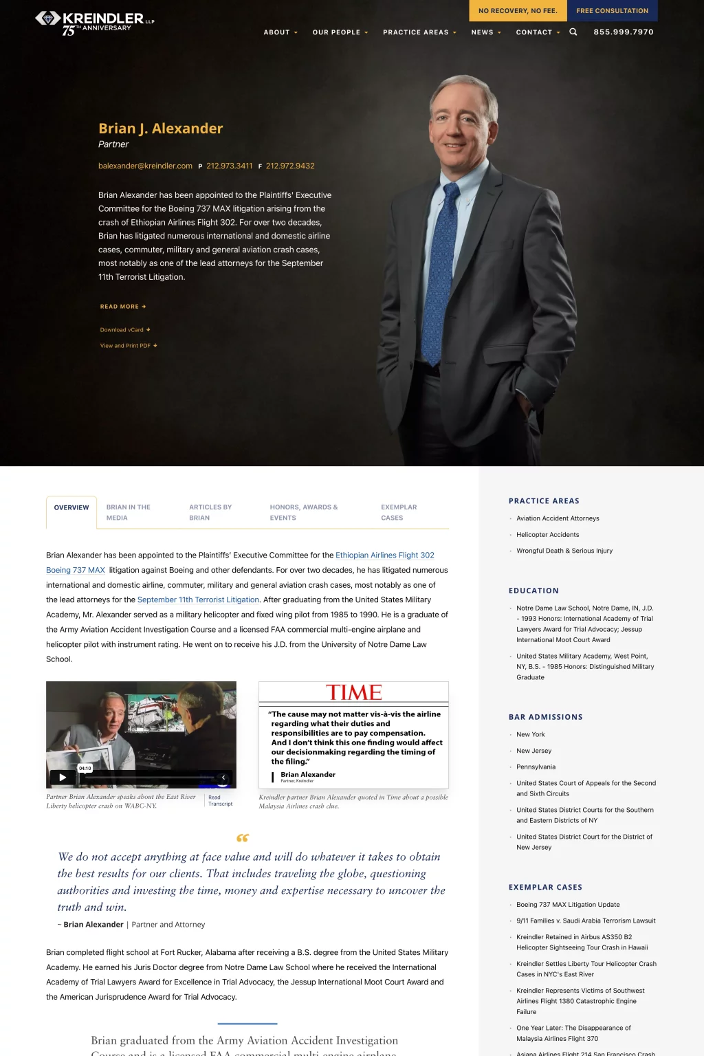 Aviation lawyer Kreindler marketing materials 